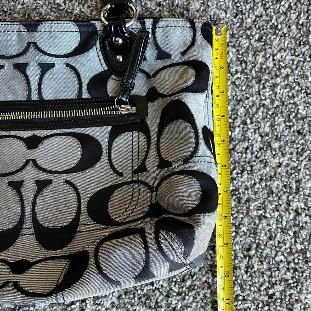 Coach Black and Gray Signature Canvas Shoulder Bag - Picture 8 of 8